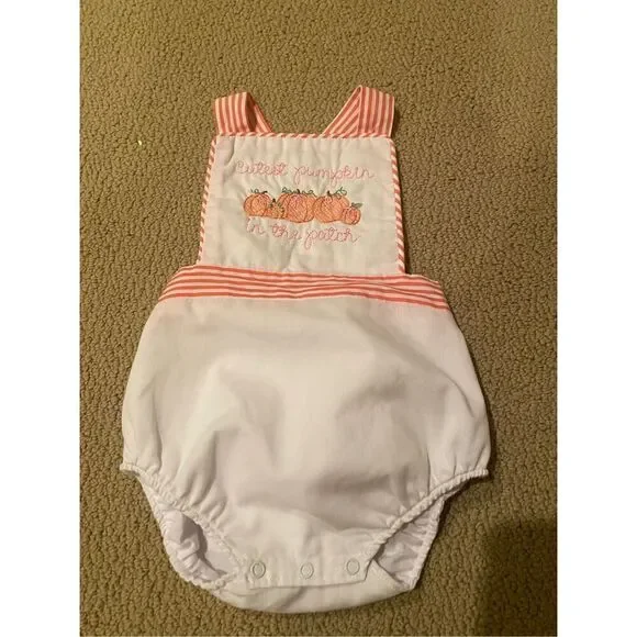 TBBC Beaufort Bonnet Sayre Sunsuit 12-18m Custom Cutest Pumpkin in the Patch - Picture 1 of 6